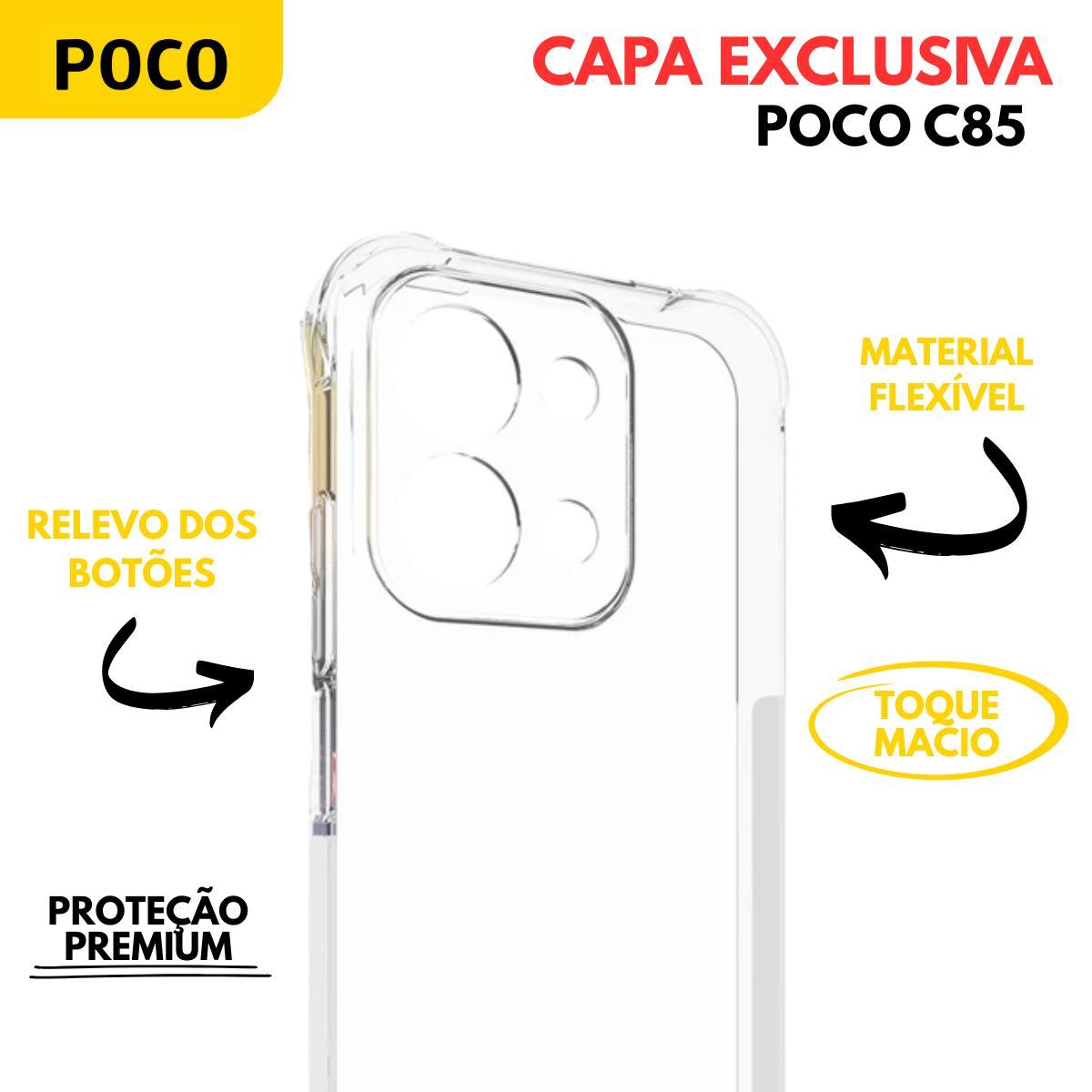Miniatura Capinha Capa Transparente Para Poco C85 + Película Vidro 3D