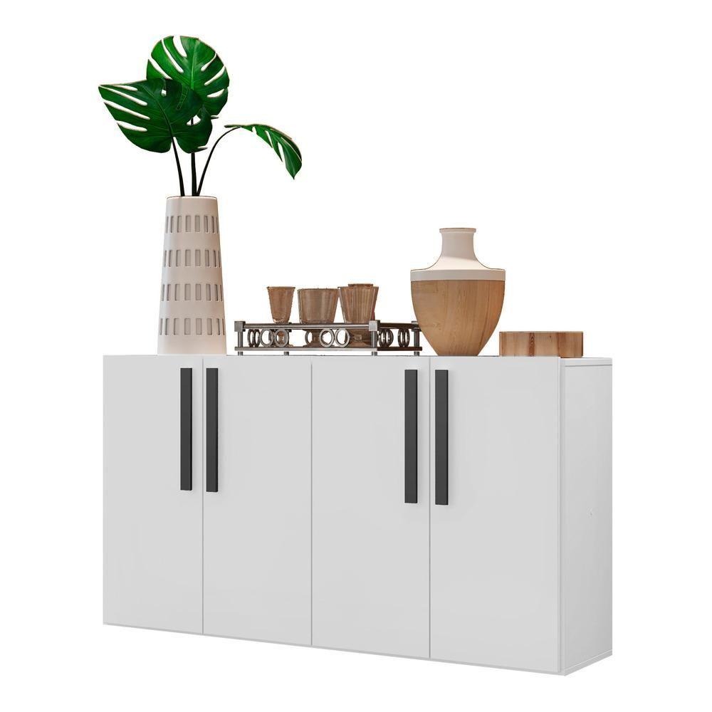 Miniatura Aparador Buffet 4 Portas Suspenso Viena Branco/preto