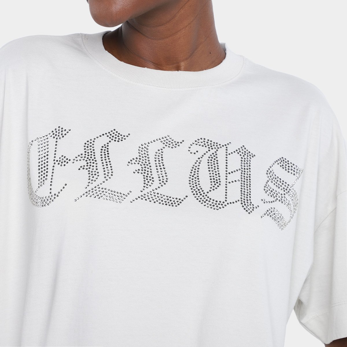 Miniatura Camiseta Ellus Oversized Gothic Hotfix Feminina Prata - G