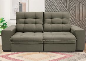 Miniatura Sofá 3 Lugares Linoforte Benetton Retrátil e Reclinável, Revestido em Tecido Suede - 200cm de Largura Castanho