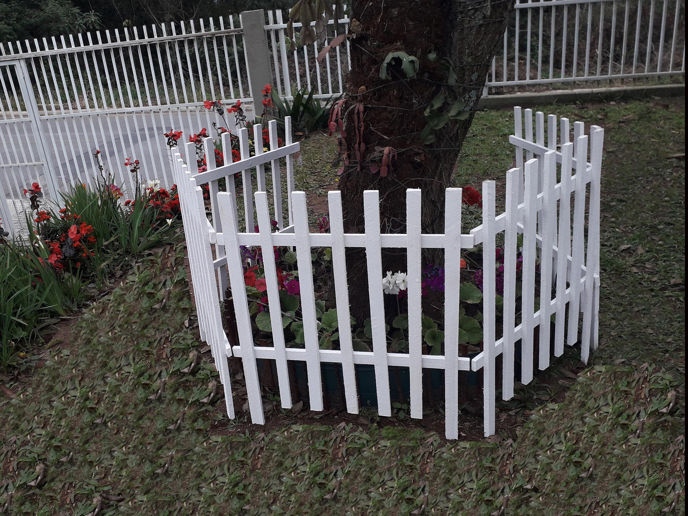 Miniatura Kit 15 Cerca De Madeira Para Jardim 50X60Cm Modelo Madetop M 60cm - Branco - 50cm - Madeira resistente ao tempo
