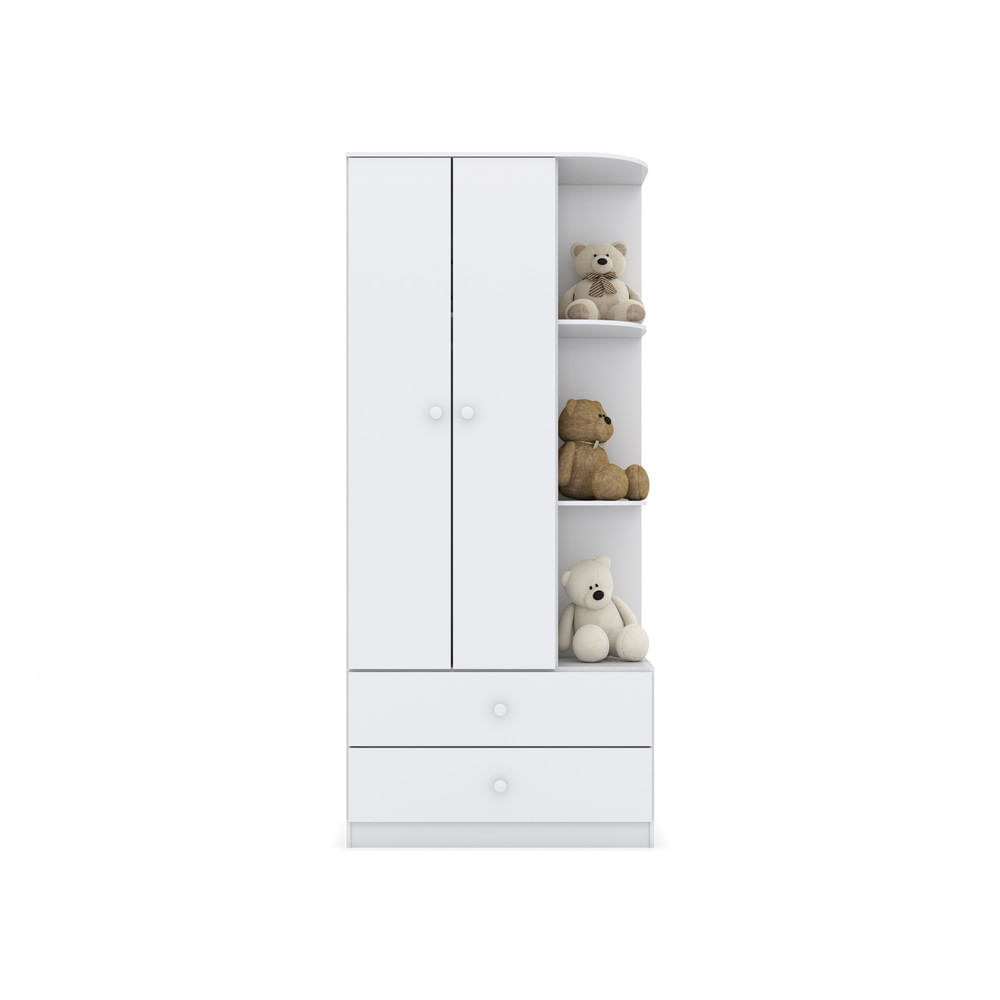Miniatura Guarda Roupa Infantil 02 Portas 02 Gavetas Amarelinha Henn Branco