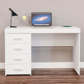 Miniatura Mesa para Computador ou Escritório Politorno Malta com 4 Gavetas Branco