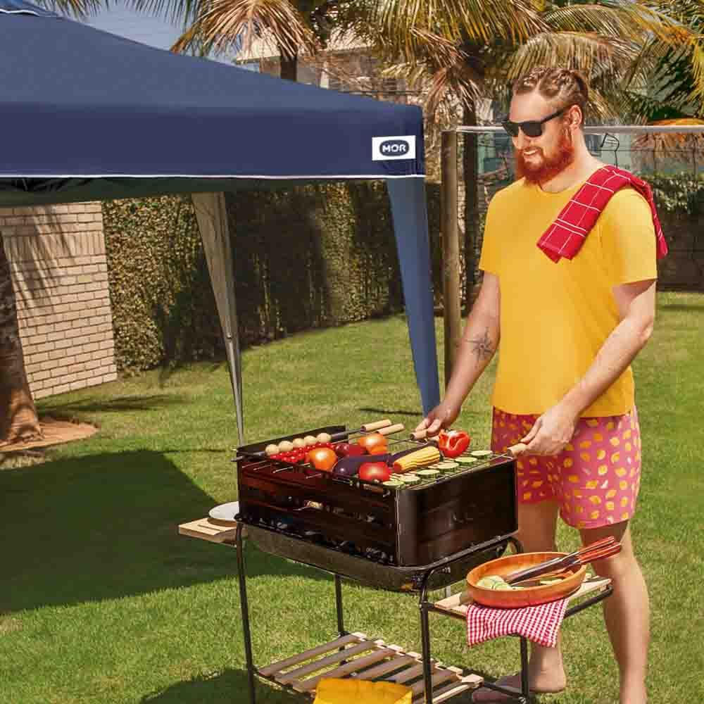 Tenda Gazebo Praia Dobrável Preta Sanfonada 3 x 3 M Mor