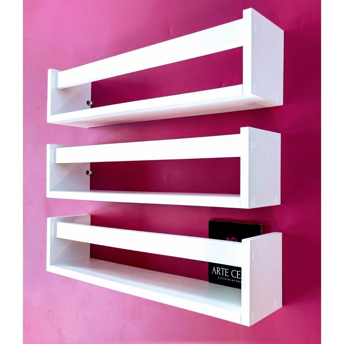 Miniatura Prateleiras Infantis de Parede 40cm - Kit 3 Unidades