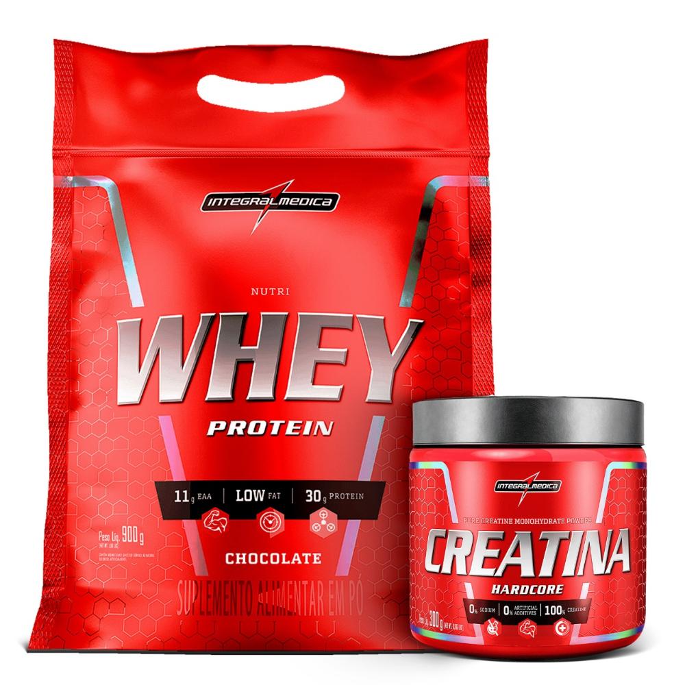 Kit Creatina Hardcore 300g + Hipercalórico Nutriwhey 900g Integralmédica Pouch