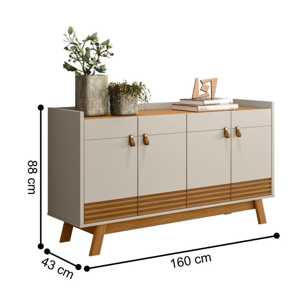 Buffet Aparador Ripado Estilo Retrô Tucson Nature Off-white