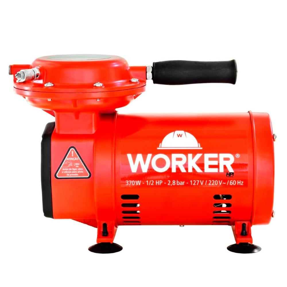 Miniatura Compressor Ar Direto 1/2 HP Bivolt 2,3 PCM com Kit 371629 WORKER Bivolt