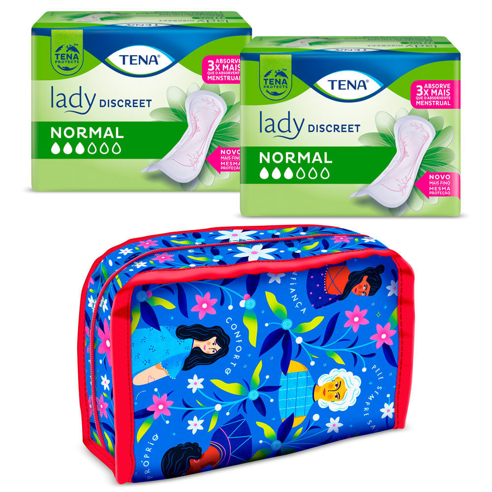 Miniatura Absorvente Tena Lady Discreet Normal 2 Pacotes com 8 Unidades cada e Ganhe Nécessaire