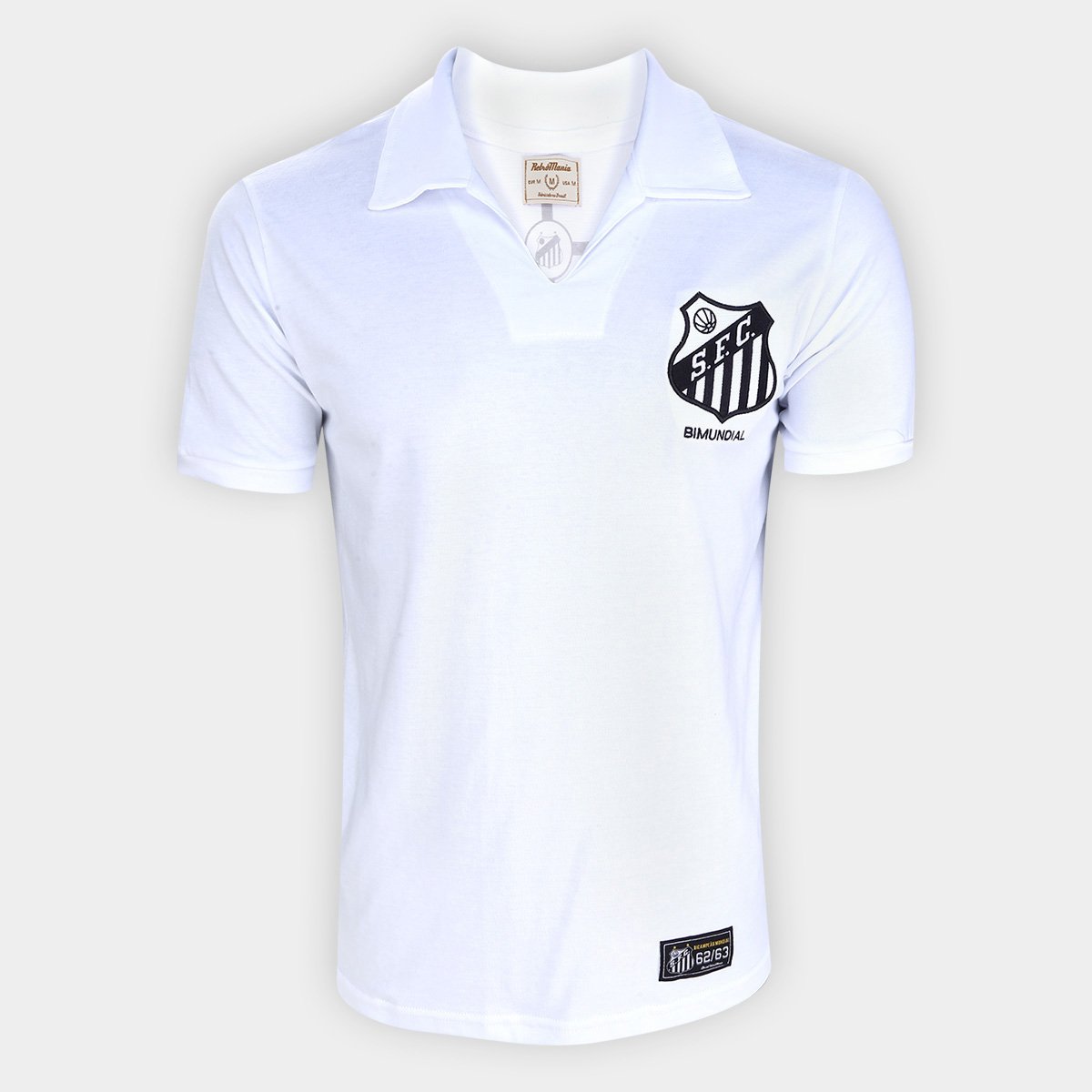 Miniatura Camisa Santos 1963 Bi Mundial Retrômania Masculina Branco - EGG