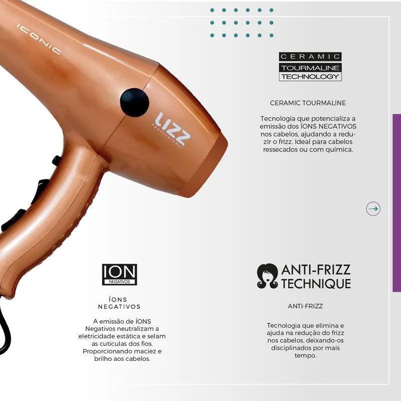 Miniatura Secador Iconic Lizz 2400W + Prancha Chapinha Iconic Lizz 230