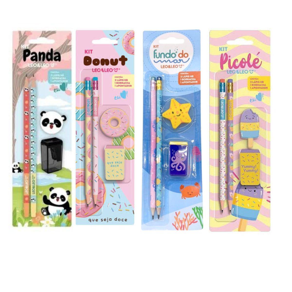 Miniatura Kit Escolar Papelaria Fofa 16 Itens Lapis Kawaii Borracha
