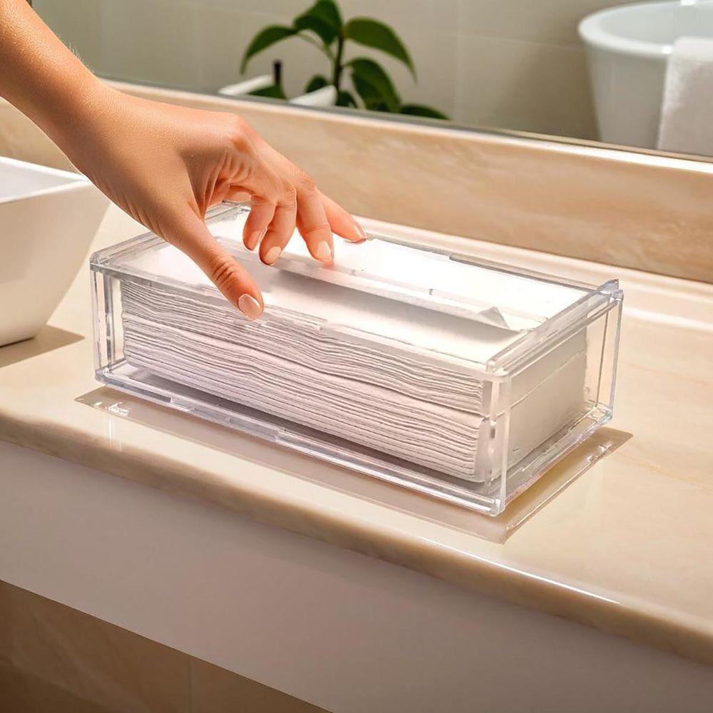 Miniatura Porta Papel Toalha Interfolha Acrílico 4mm Transparente Toalheiro Porta Papéis Papeleira Desmontável