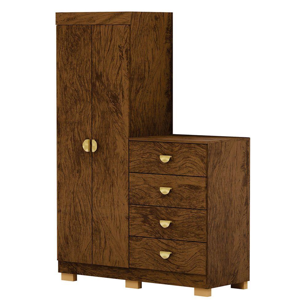 Miniatura Guarda Roupa Cômoda 4 Gavetas 120cm Cristal Imbuia Rústico Vila Rica