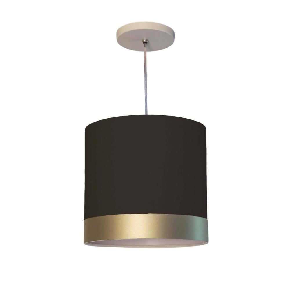 Miniatura Luminária de Teto Pendente Tom Luz Iluminação Preto/Faixa Bronze