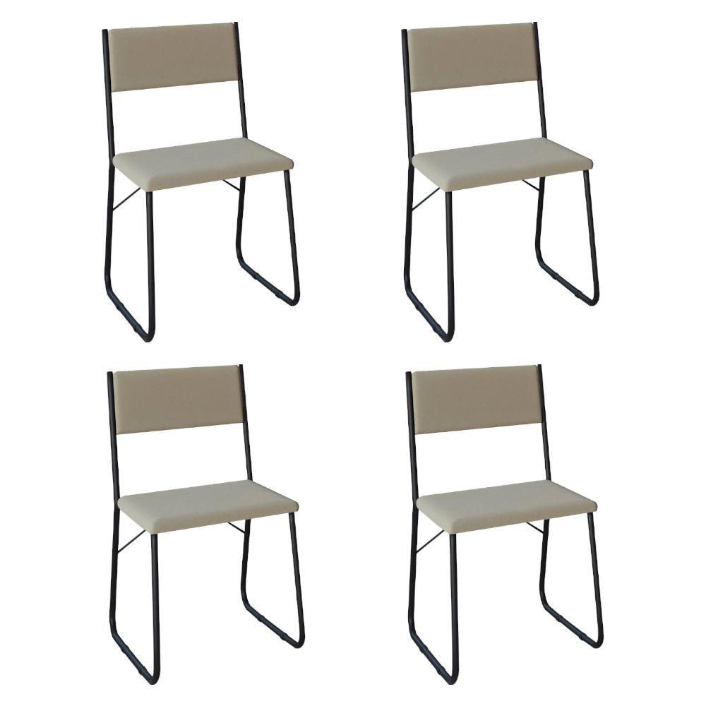 Miniatura Kit 4 Cadeiras De Jantar Estofadas Angra - Bege - Cor: Bege