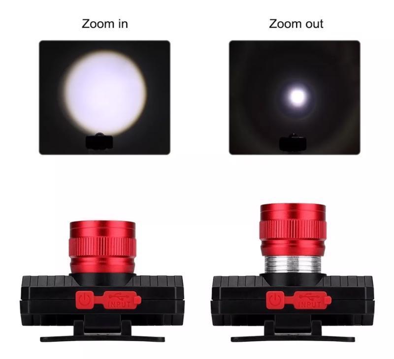Miniatura Lanterna Cabeça Led Potente Recarregável 3 Intensidades Luz