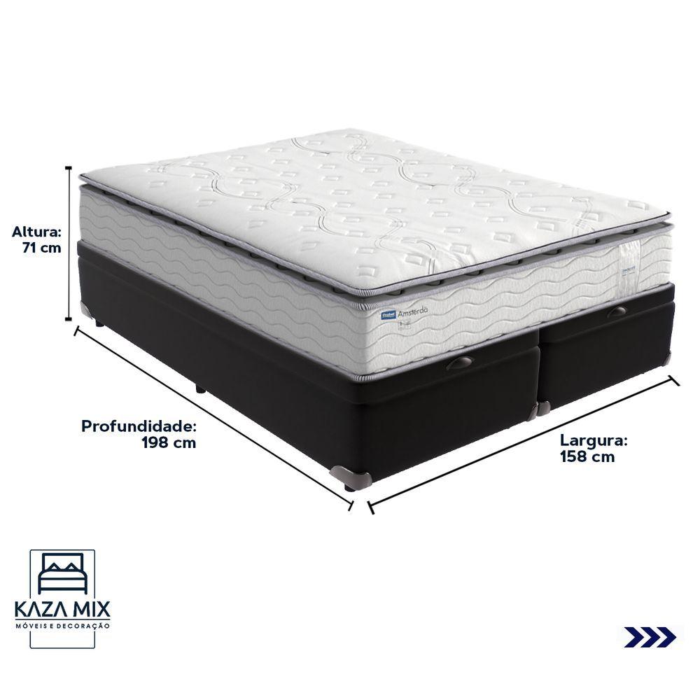 Miniatura Cama Box Baú Preto E Colchão Amsterdã Molas Ensacadas Queen Probel