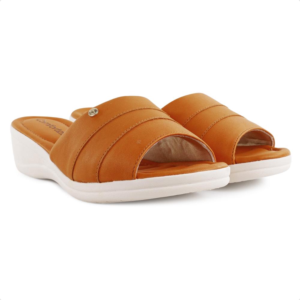 Miniatura Tamanco Comfortflex Casual Feminino Marrom / Bege - 34