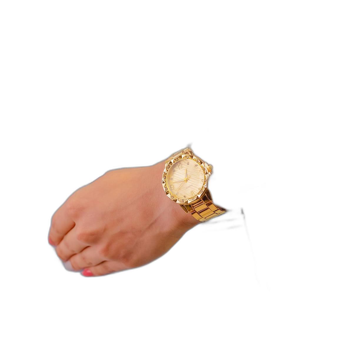 Miniatura Relógio Feminino Dourado Quartz Para Jovens