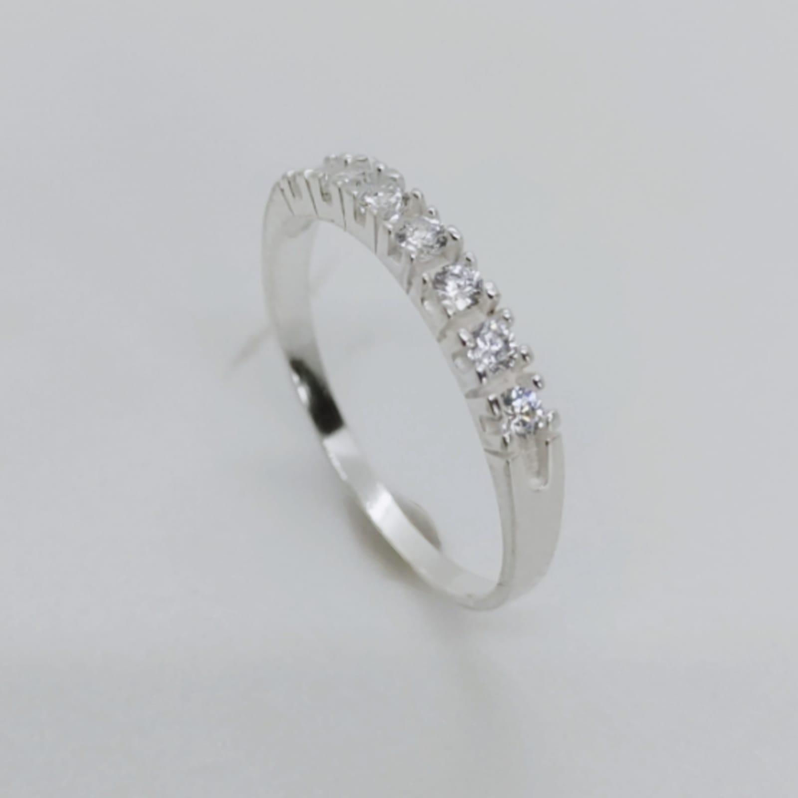 Anel Prata 925 Meia Aliança Aparador Cravejado 2Mm - Tam. 22