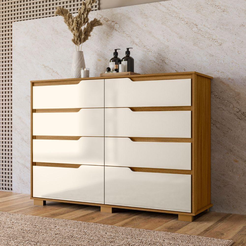 Miniatura Cômoda Georgia 8 Gavetas Freijó Off White Moval