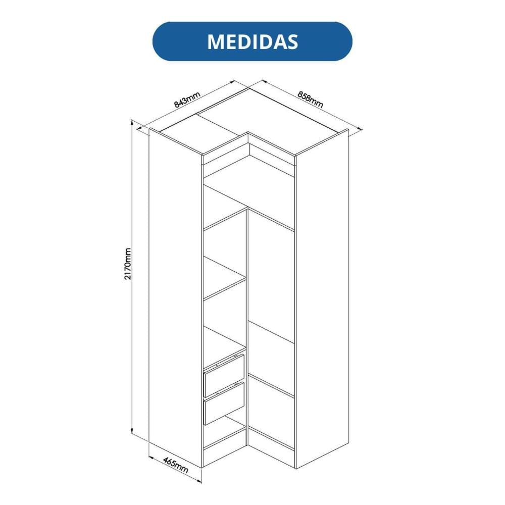 Miniatura Móveis para Quarto Módulo Canto Reto 2 Porta Infinity Cedro/ Blush Line