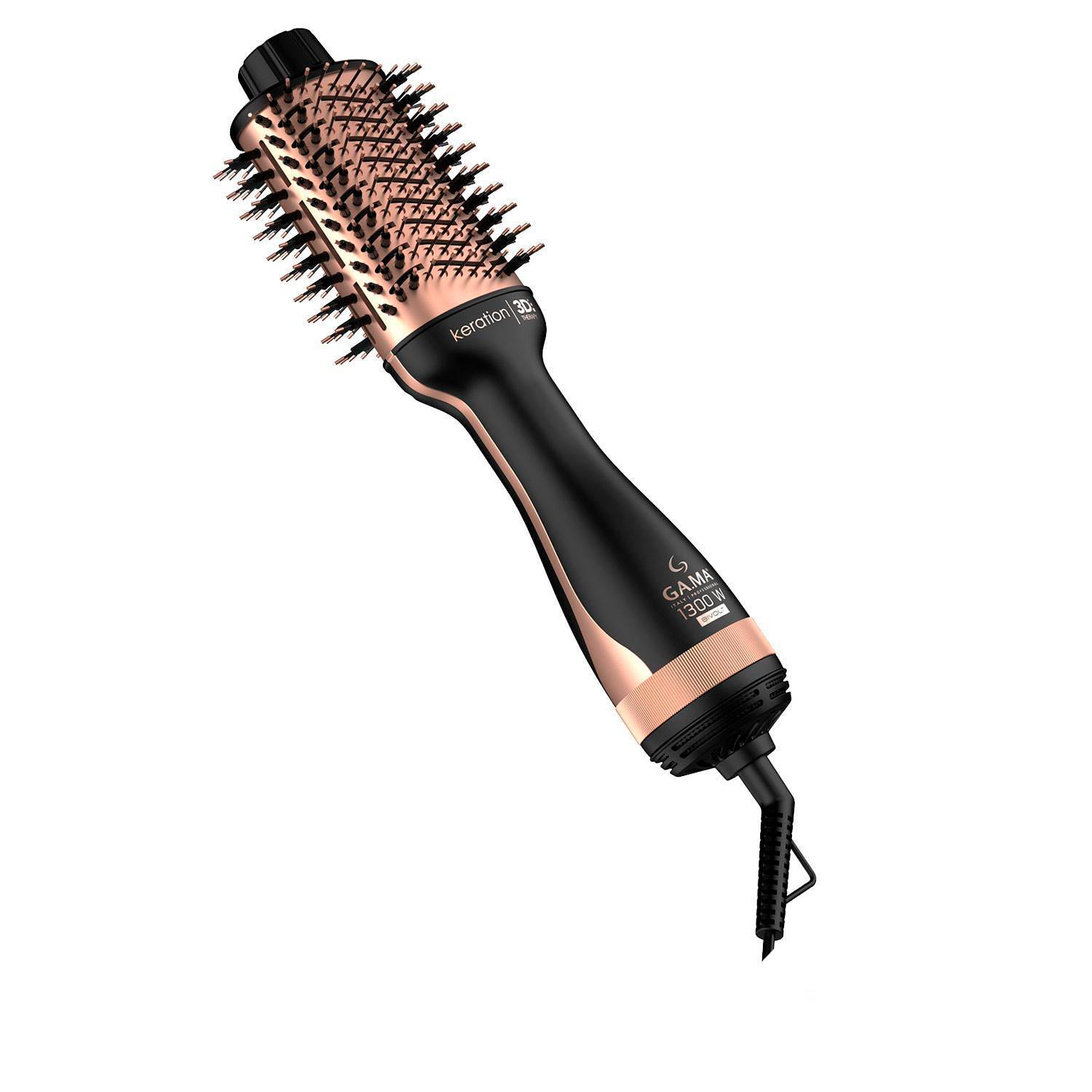 Miniatura Escova Secadora Gama Italy Stylish Keration Brush 3D Preta e Cobre Metálico - KERATION Bivolt
