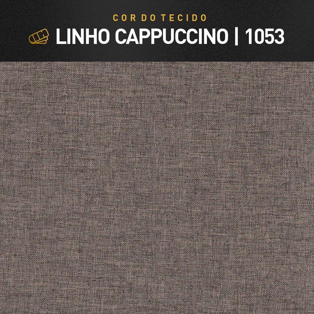 Miniatura Puff Banqueta Linho Zurik Luxo Madeira Maciça Castellar Móbile Cappuccino