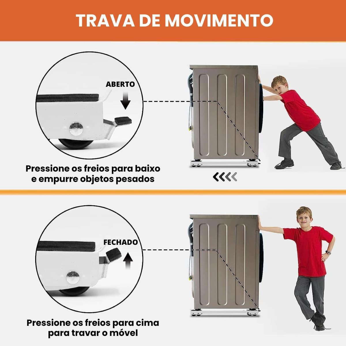 Suporte De Rodinhas Geladeira Fogão Maquina Lavar Freezer