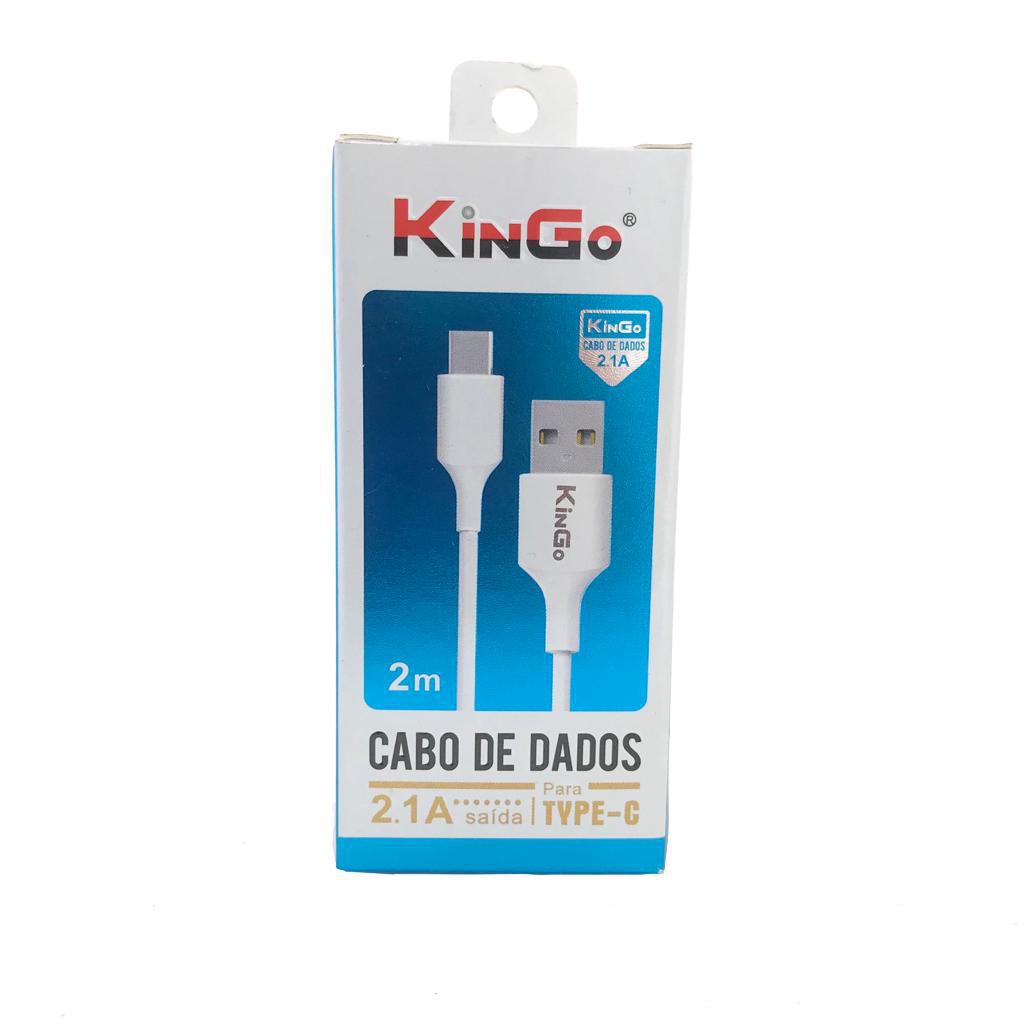 Miniatura Cabo Dados 2M KinGo Micro USB Tipo C 2.1A