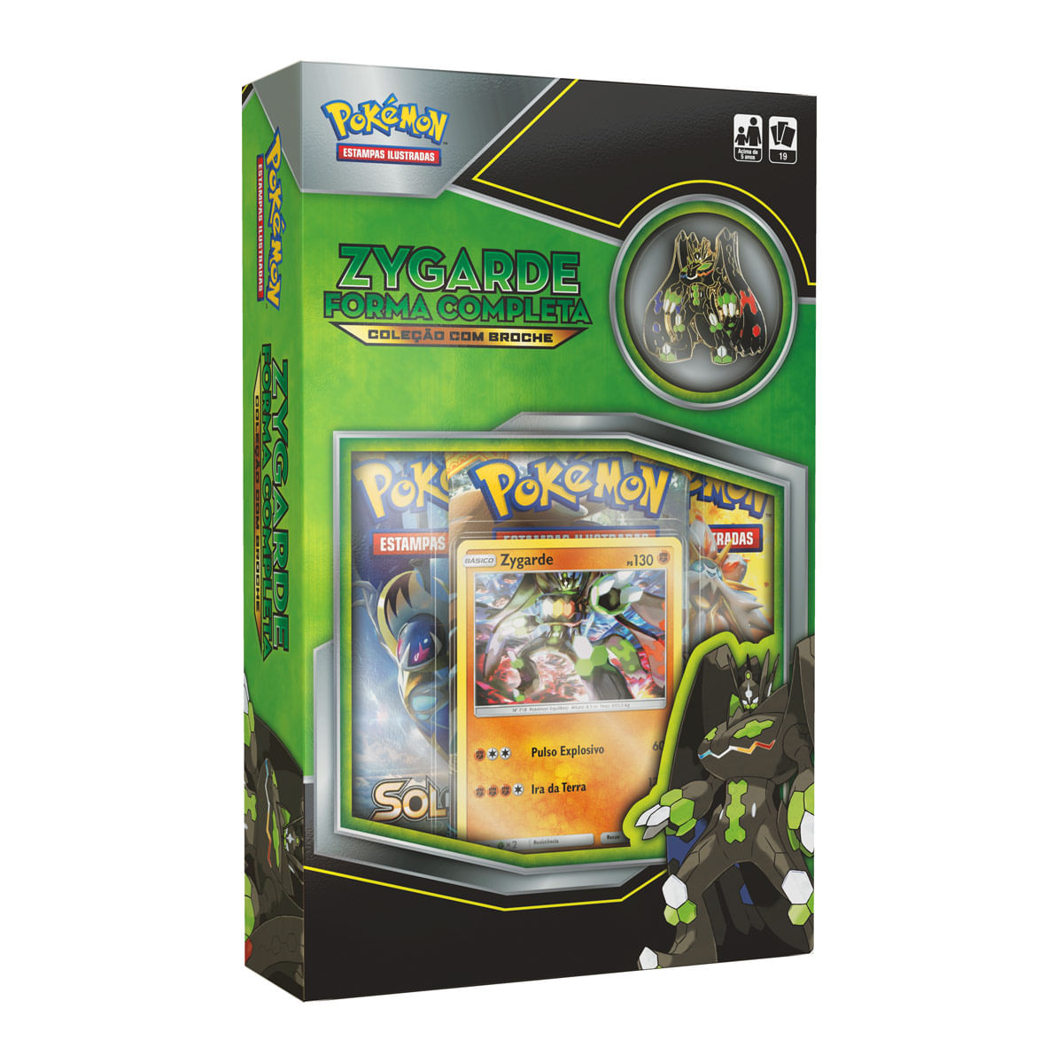 Miniatura Mini Box Pokémon Zygarde Forma Completa com Broche