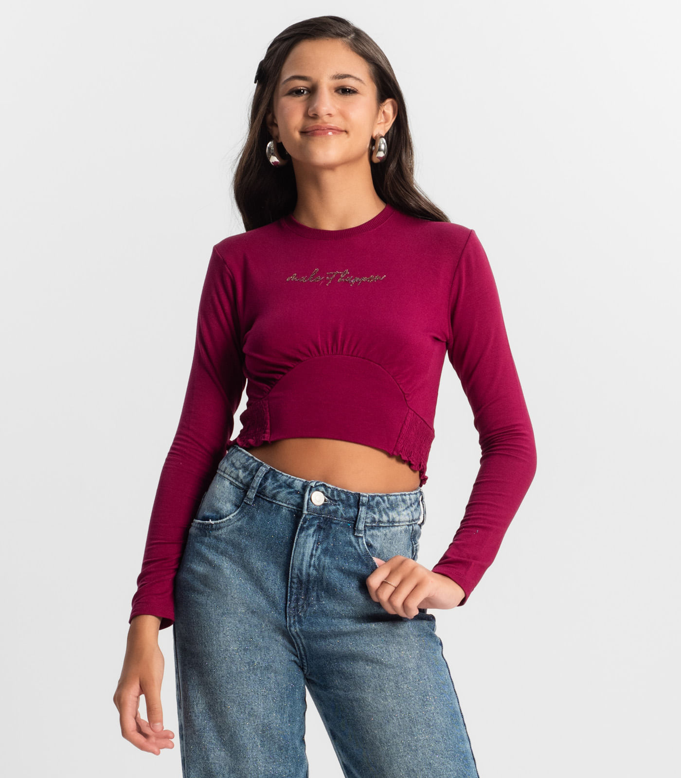 Miniatura Blusa Juvenil Manga Longa Minty Vermelho 14