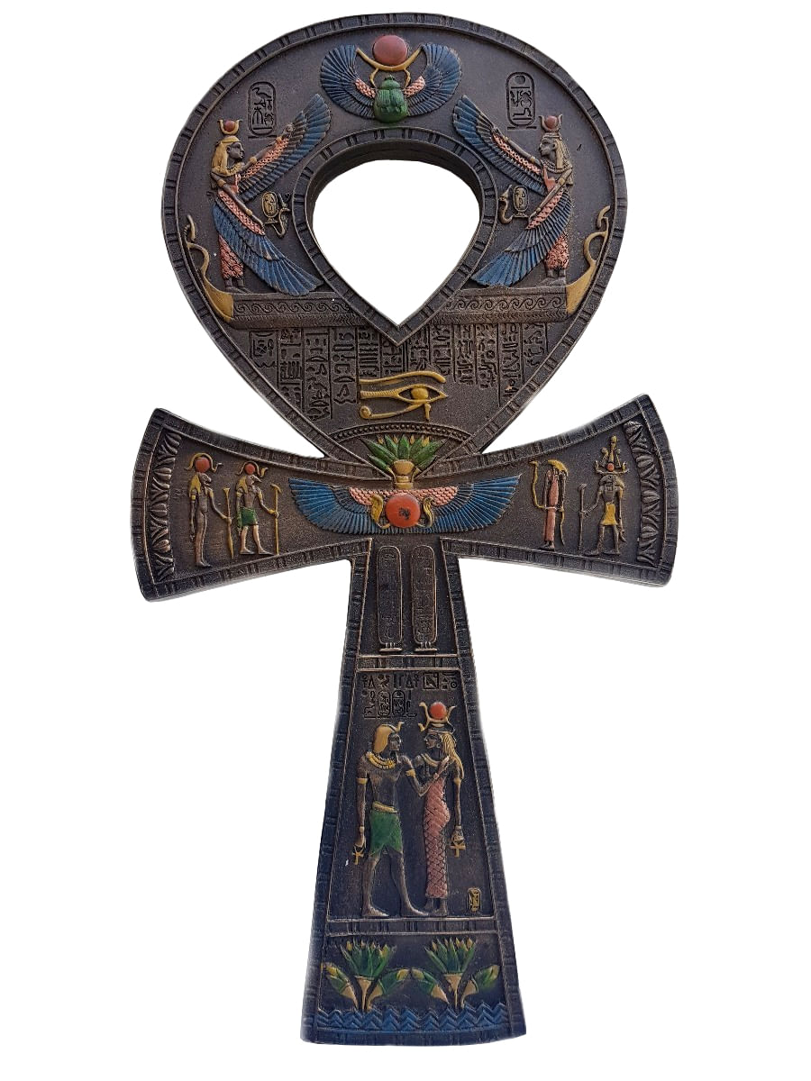 Miniatura Cruz Ansata Ankh Egito Chave Egípcia 40 cm Resina Decoração