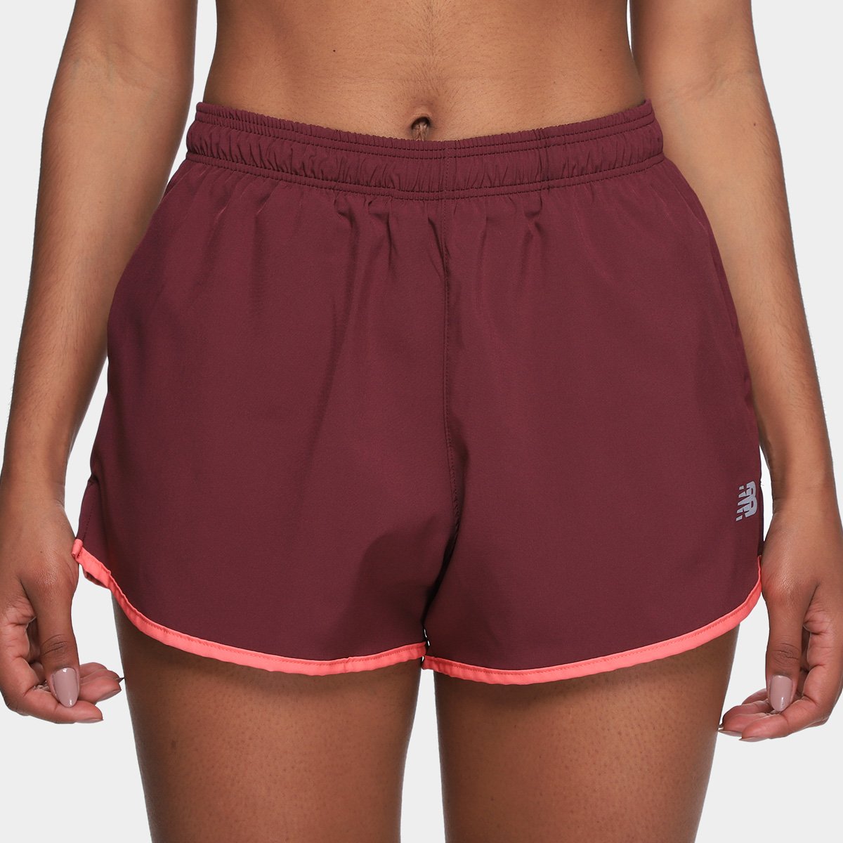Miniatura Short New Balance Sport Essentials Run 3 Feminino Vinho+Laranja - G