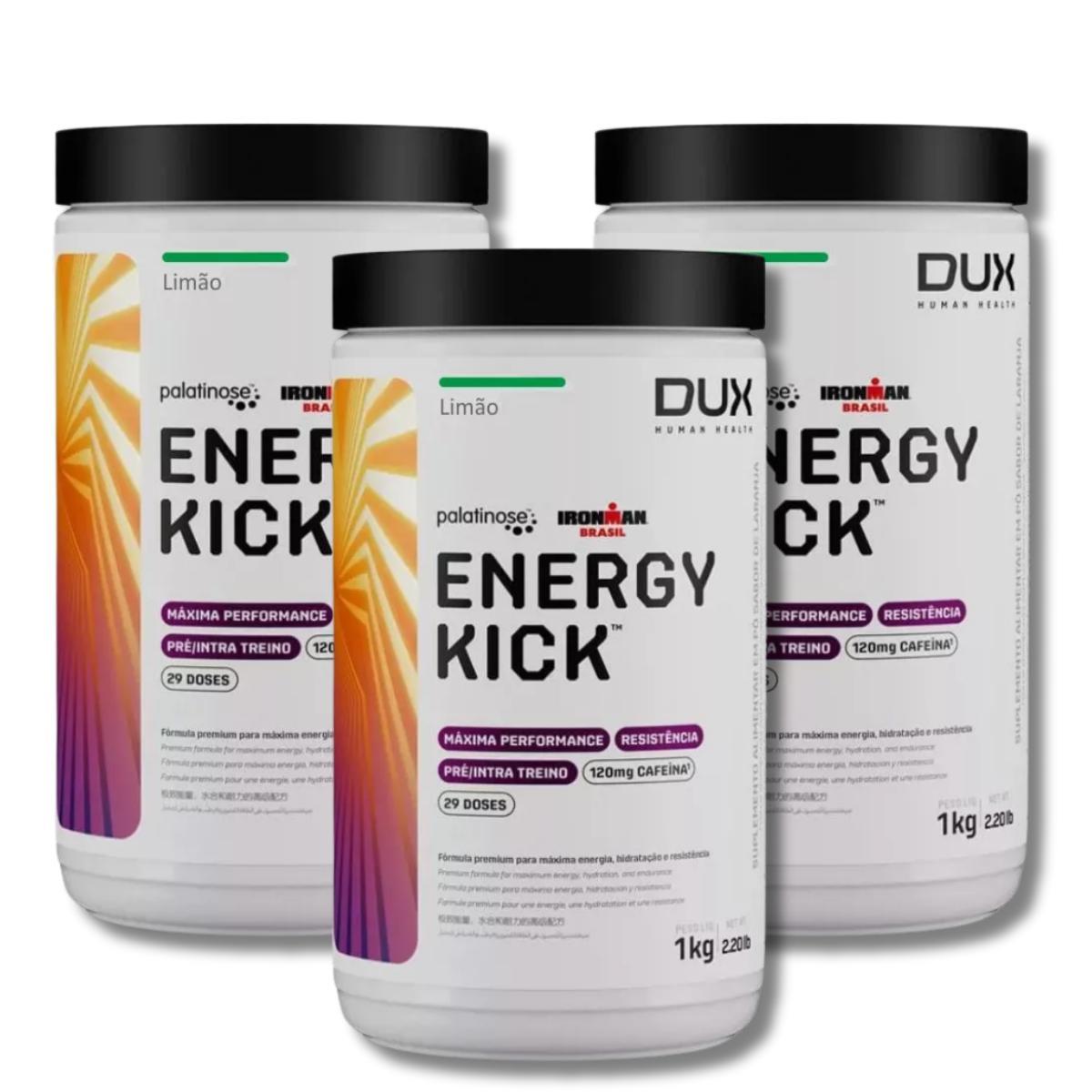 Miniatura Kit 3 Energy Kick Caffeine 1000G Dux Nutrition Sabor:Limão