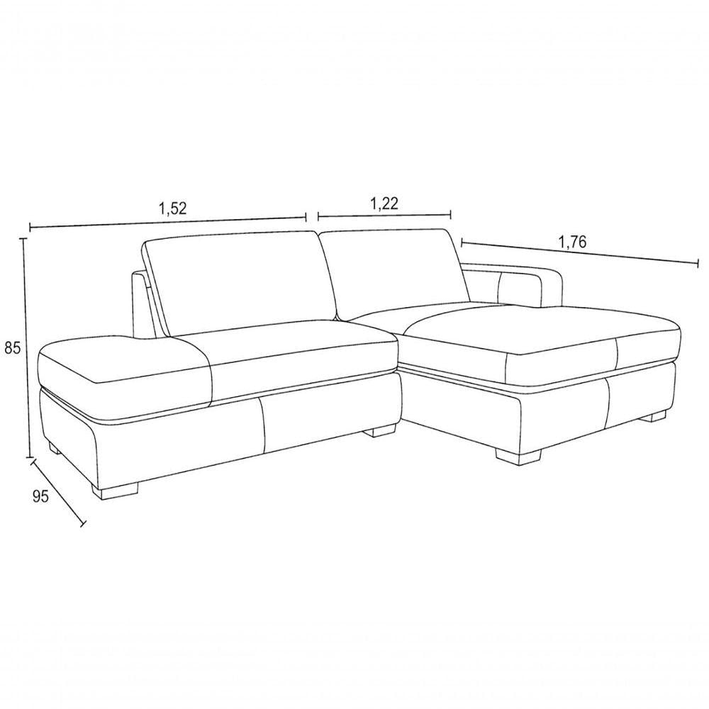 Miniatura Sofá De Couro Com Chaise N.y. 3 Lugares Off White 2,74 M - Mempra