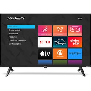 Smart TV AOC 43” Full HD DLED 43S5045/78G Roku TV Processador Quad Core Dolby Audio Preta