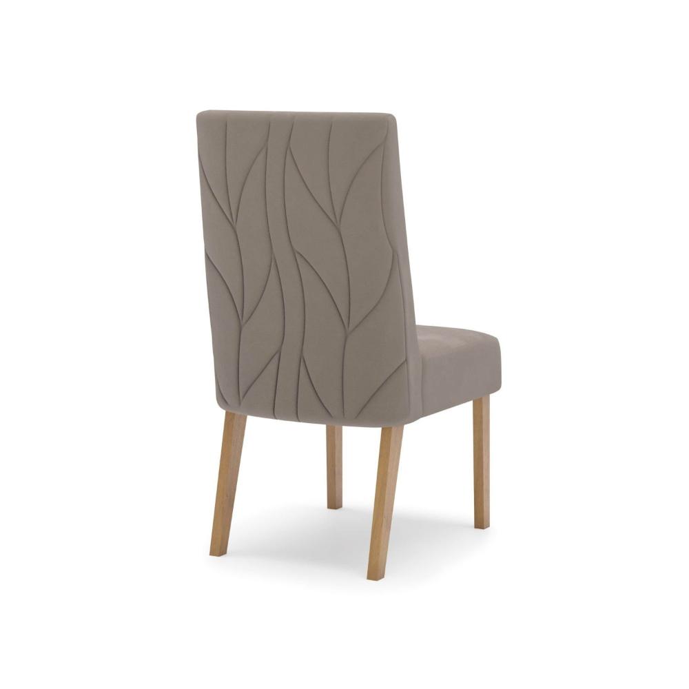 Conjunto Sala Jantar Letícia Mesa 160 Cm Canto Arredondado com Vidro 6 Cadeiras Espresso Móveis Nature/Off White/Marrom Amêndoa