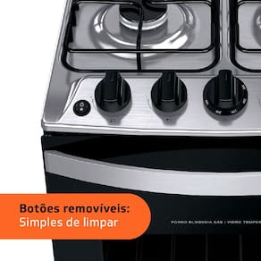 Fogão Brastemp 4 Bocas BFO4NBR Clean com Mesa de Inox, 2 Prateleiras Ajustáveis e Acendimento automático Bivolt – Inox