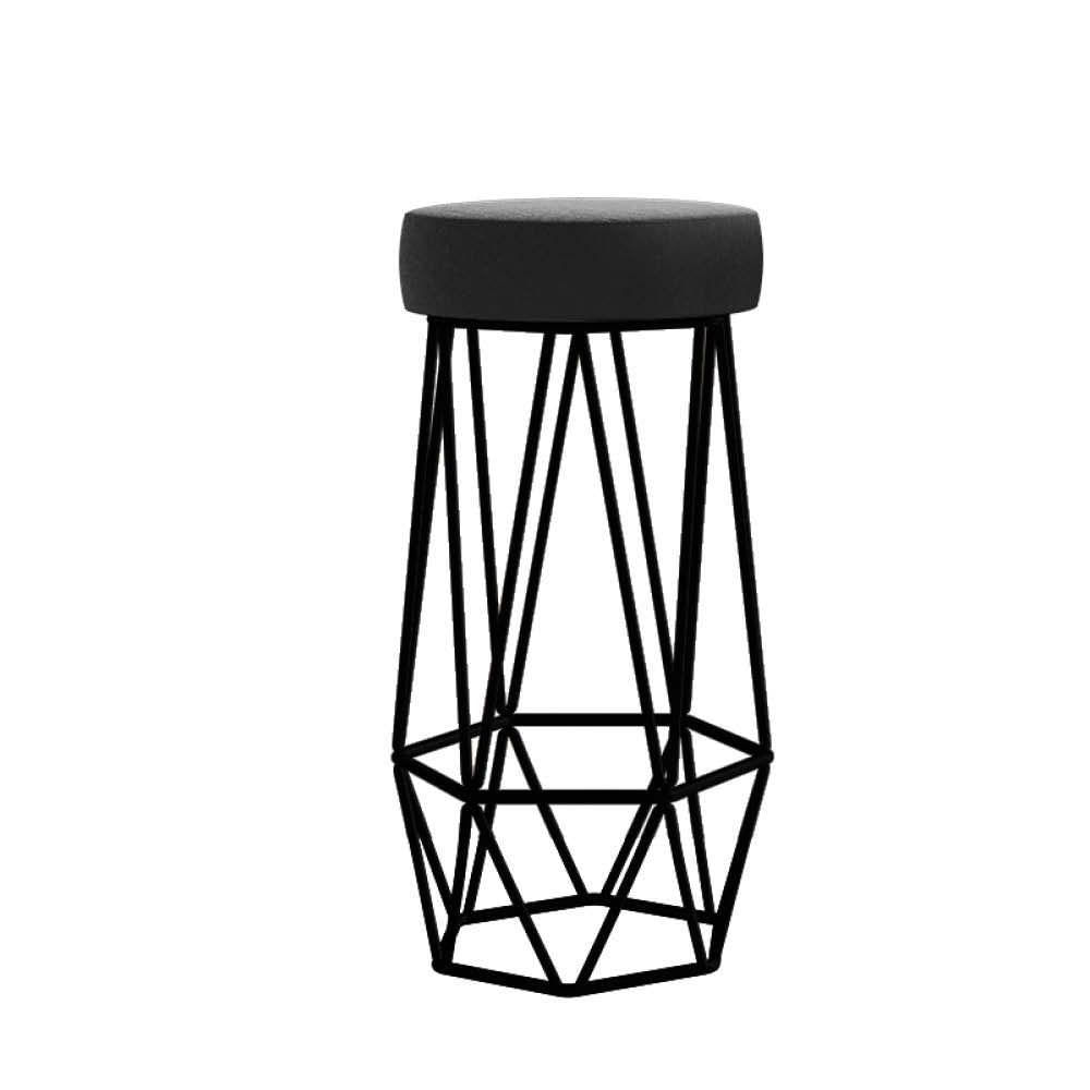 Miniatura Banqueta Com Encosto Mhara Hexágono Cozinha Bar Ferro Preto Corino Cinza - Ahazzo Móveis