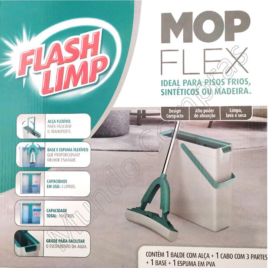 Miniatura Mop Flash Limp Rodo Mágico Flex Com Balde 10 Litros Balde - Mop - Flash limp
