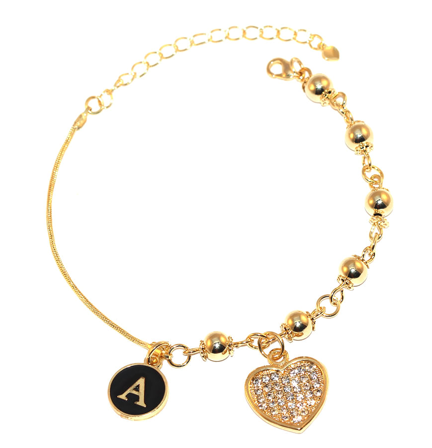 Miniatura Pulseira Festa Madrinhas Lembrancinha Inicial Folheado 18k