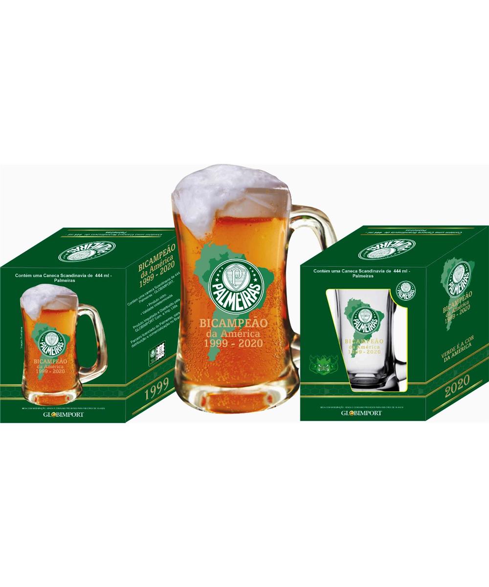 Caneca para Chopp Scandinavia Palmeiras Bicampeão das Américas 444ML