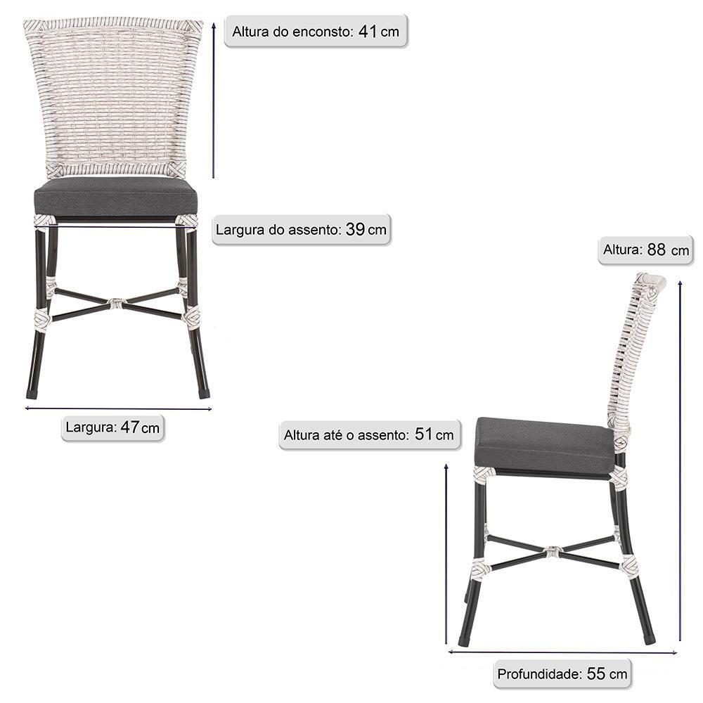 Jogo De Cadeiras Para Cozinha - Kit Com 5 Cadeiras Em Aluminio E Fibra Sintetica Marmore A05