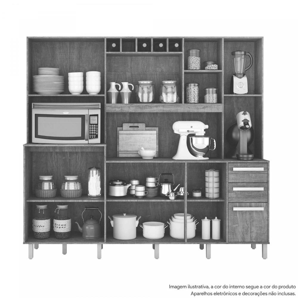Miniatura Armário de Cozinha 11 Portas 2 Gavetas Petra Valdemóveis Cinamomo/Grafite