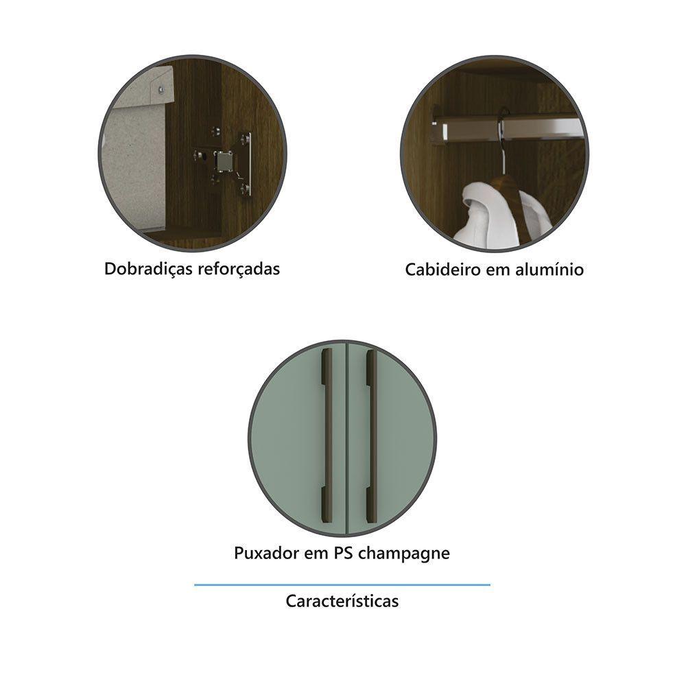 Miniatura Guarda Roupa De Canto Reto Modulado 90cm 1 Porta Paris Luciane Móveis Avelã Pf Com Verde Pf