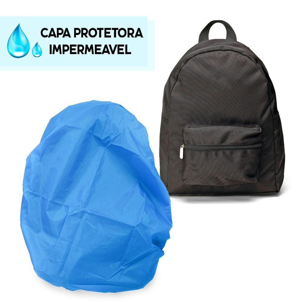 Miniatura Capa De Chuva Para Mochila Impermeavel Motoboy Viagem Mala Elastico Azul