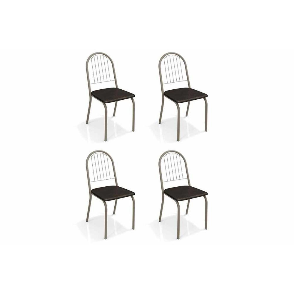 Miniatura Kit 4 Cadeiras Noruega 4c077 4 Un Níquel Courano Preto