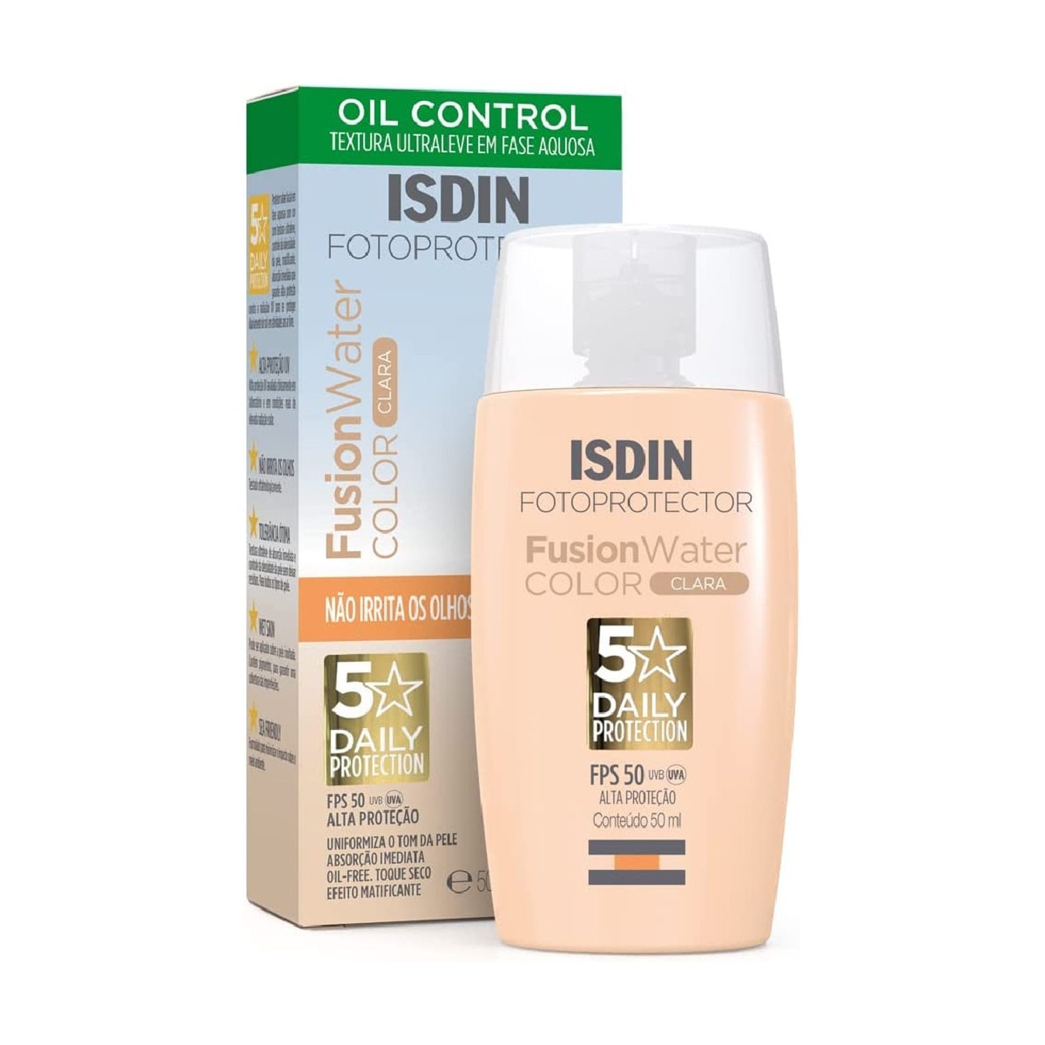 Miniatura Fotoprotetor Facial Isdin Fusion Water FPS50 Cor Clara 50ml